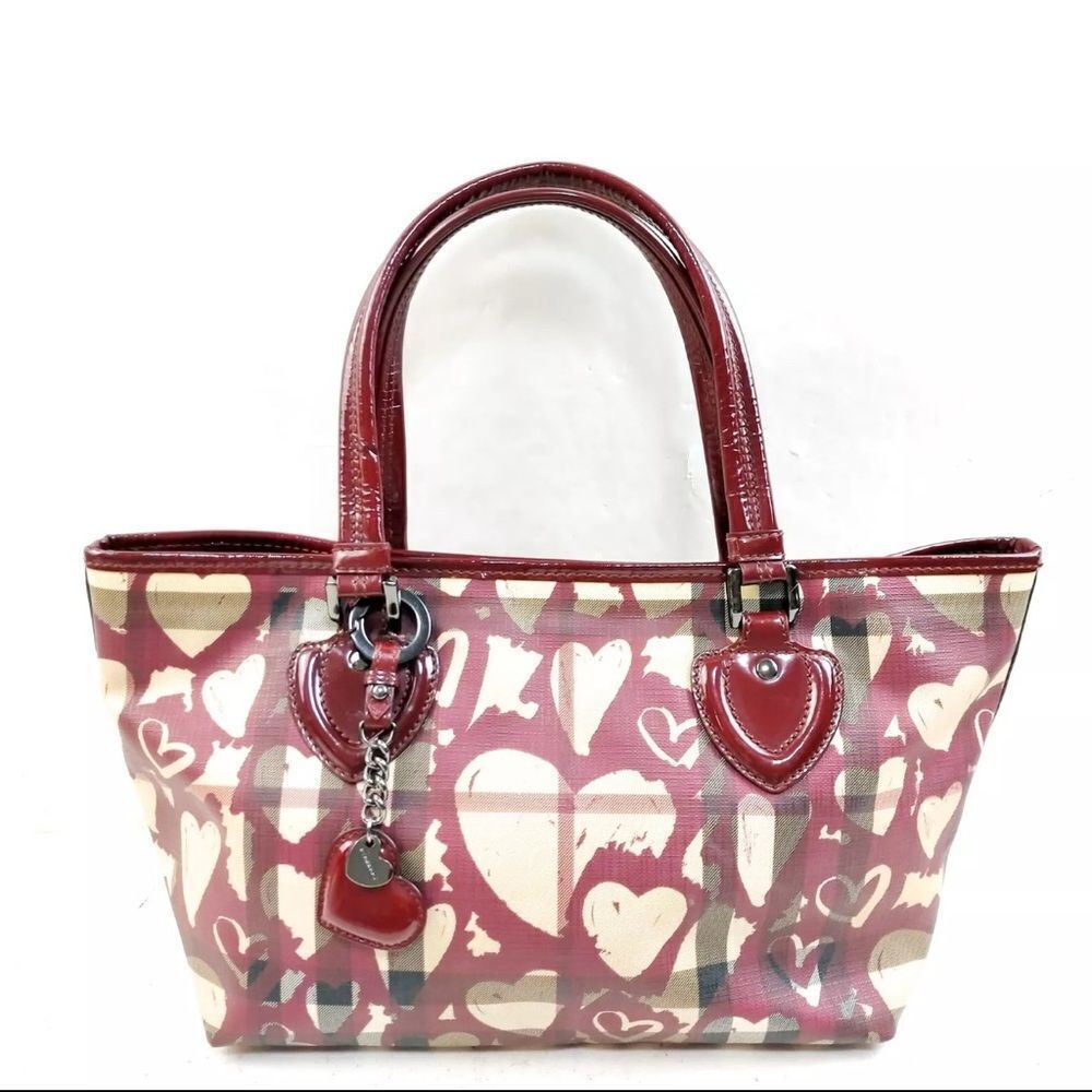Burberry Ltd Edition Patent Painted Heart Supernova Coated Canvas Nickie Tote